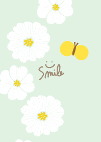 かわいい白い花　蝶13