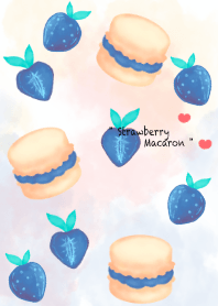 Blue strawberry macaron 3