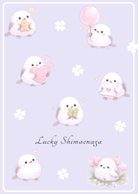 ラベンダー　春の幸せシマエナガたち