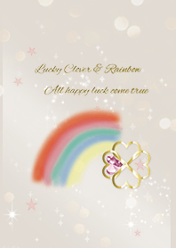 Luck is up! Rainbow & Clover /Beige&Pink