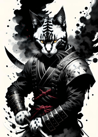 Ink wash cat samurai 289271