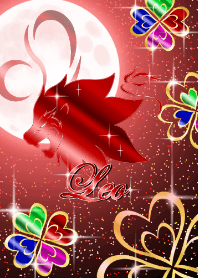 Leo -four Leaf Clover Moon Red-