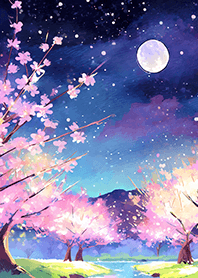 Beautiful night cherry blossoms#2798