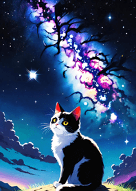 Night Moon Star Cat 7e5525