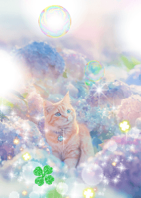 紫陽花とねこ・幸運のチャーム