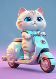 Cat and his motorcycle
