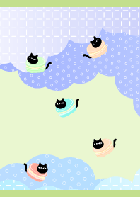 かわいいマカロン猫 モスグリーン色