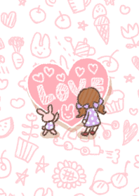 a girl with bunny.