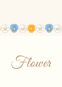 Flower 010 (pansy-White-Brown)