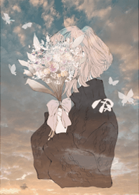 A girl holding a gentle bouquet10.