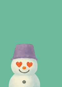 Expressive snowman5 on blue green
