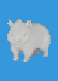 Rhinoceros Pixel Art Theme  Blue 01