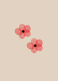 Flowers in natural beige watercolor red.