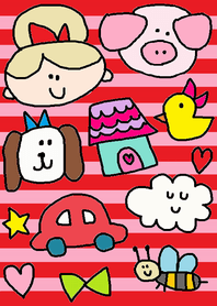 (HAPPY GIRL pink red border)