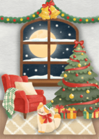 Christmas cozy home with cat