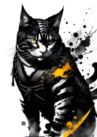 Ink wash cat samurai 3F6780