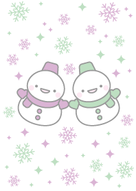 Purple and green twin snowman theme