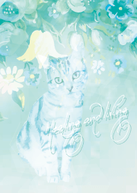 Botanical and Cat #watercolor touch (F)