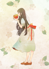 Girl and apple