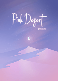 달과 별이 반짝이는 핑크 보라 사막