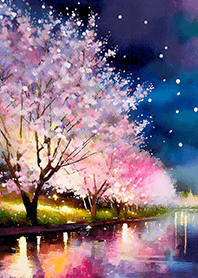 Beautiful night cherry blossoms#2435