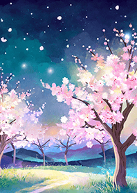 Beautiful night cherry blossoms#1625