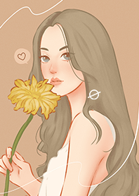 美しい少女は花が大好き