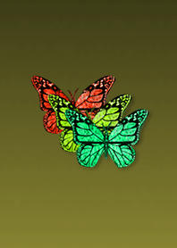 Three luck butterfly yellow green