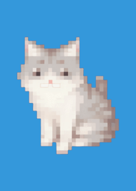 ธีม Cat Pixel Art สีน้ำเงิน 02