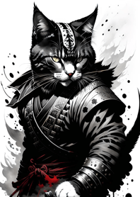 Ink wash cat samurai 0D3b4F