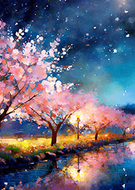 Beautiful night cherry blossoms#1528