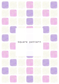 四角パターン9-水彩画-