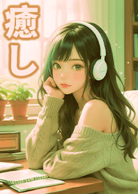 음악을 듣고 독서하는 여자6-A