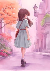 Girl walking down the street