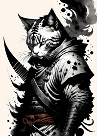 Ink wash cat samurai 0A16F4