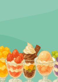 various parfaits3 on blue green