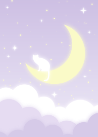 Crescent moon night(white cat)
