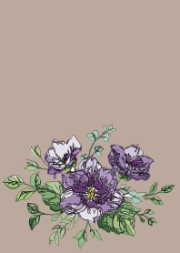 Hand-drawn dull brown pansy