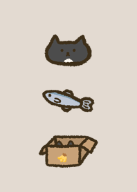 Tuxedo Cat And Fish ( Chin White )