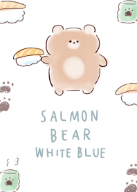 ซูชิแซลมอนแบบง่ายๆ หมีสีขาวและสีน้ำเงิน