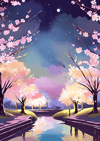 Beautiful night cherry blossoms#913