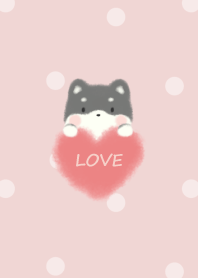 mokomoko heart -Kuroshiba- pink dot