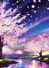 Beautiful night cherry blossoms#1049