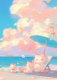 海邊夏日の悠哉貓❤
