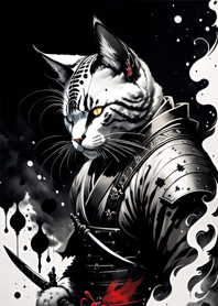 Ink wash cat samurai 5310e8