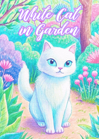White Cat in Garden