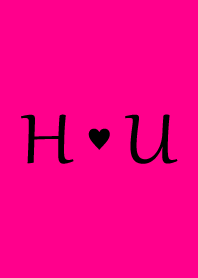 Initial "H & U" Vivid pink & black.