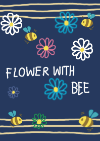 Flower with Bee - Blue