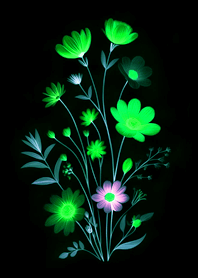 森林系花朵集(螢光綠色)