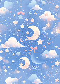 Moon and nebula (blue)